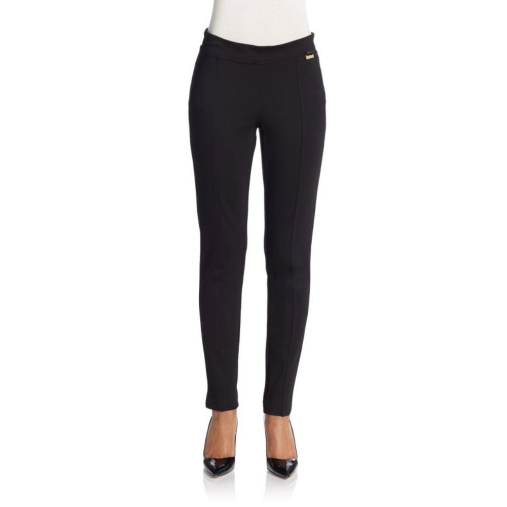 CALVIN KLEIN Seam-Detail Stretch Pants Black - Size Small - Picture 2 of 4